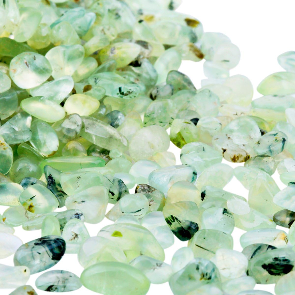 SUNYIK Green Prehnite Tumbled Chips Stone,Crushed Crystal Quartz Pieces,Irregular Shaped Stones,1pound(about 460 gram)