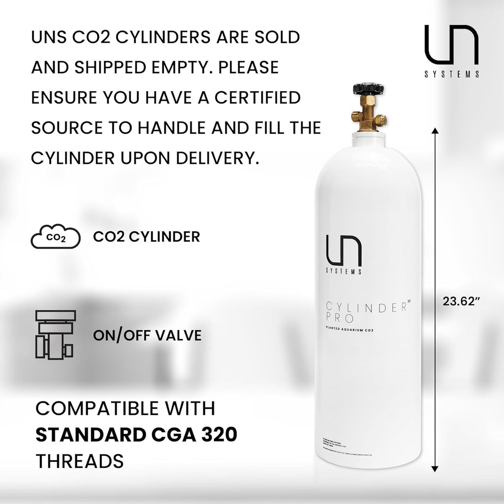 Ultum Nature Systems CO2 Cylinder Pro for Planted Aquariums - CO2 Tank w/On/Off Valve, Aluminum CO2 Canister for Aquarium Plants - Tank for Fishtank CO2 & Aquarium Accessories - 20LB