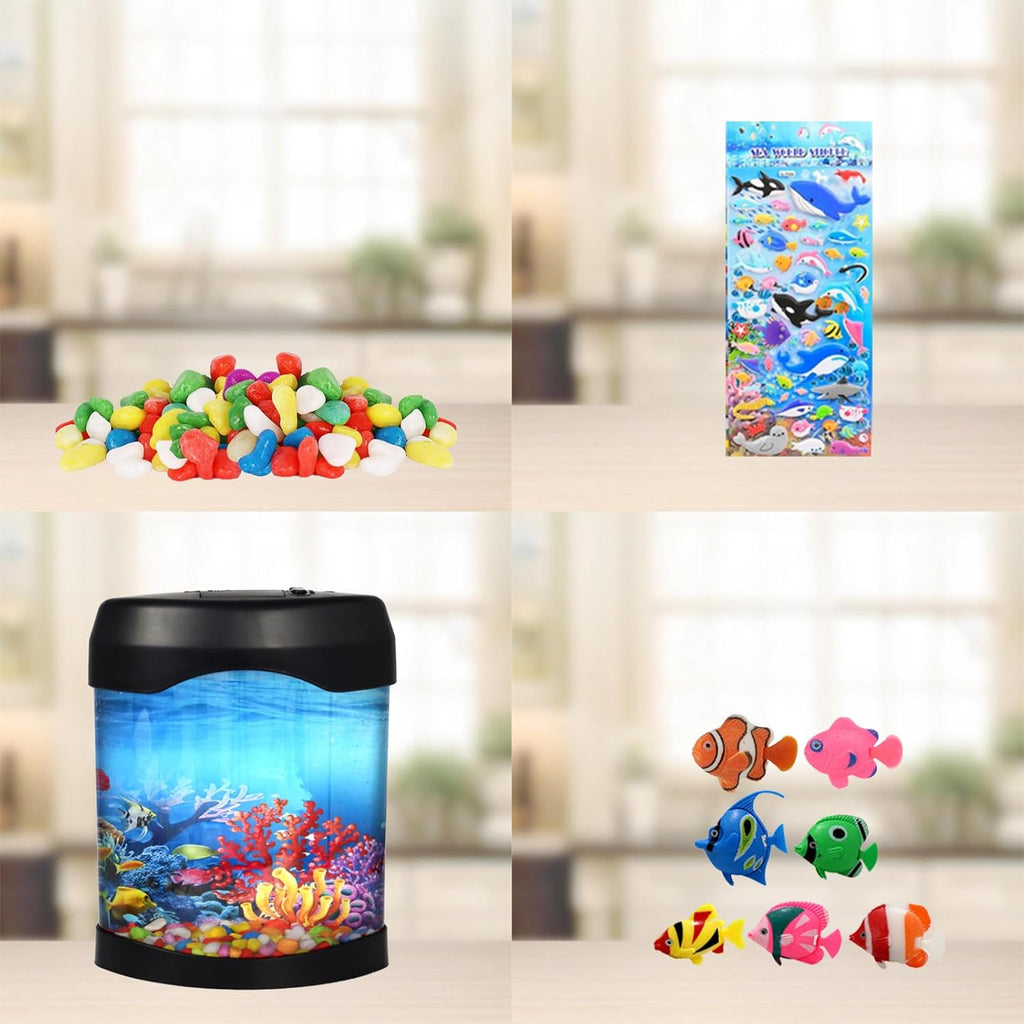 Fake Fish Lamp, Artificial Aquarium Light, Motion Lamp Night Light with 7 Moving Fish, 6 Color Setting Ocean Night Lamp, USB Powered, DIY Ocean Stickers, Ideal Gifts for Kids Men Women Friends Family