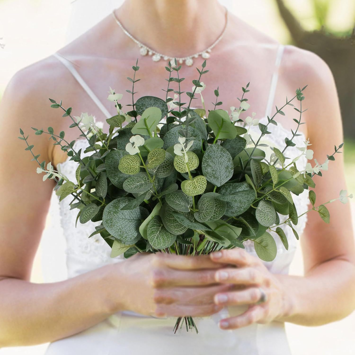 120 Pcs 3 Kinds Mixed Artificial Eucalyptus Leaves Stems Fake Silver Dollar Eucalyptus Leaves Stem Bulk Faux Leaf for DIY Bouquets Floral Arrangement Wedding Home Decor