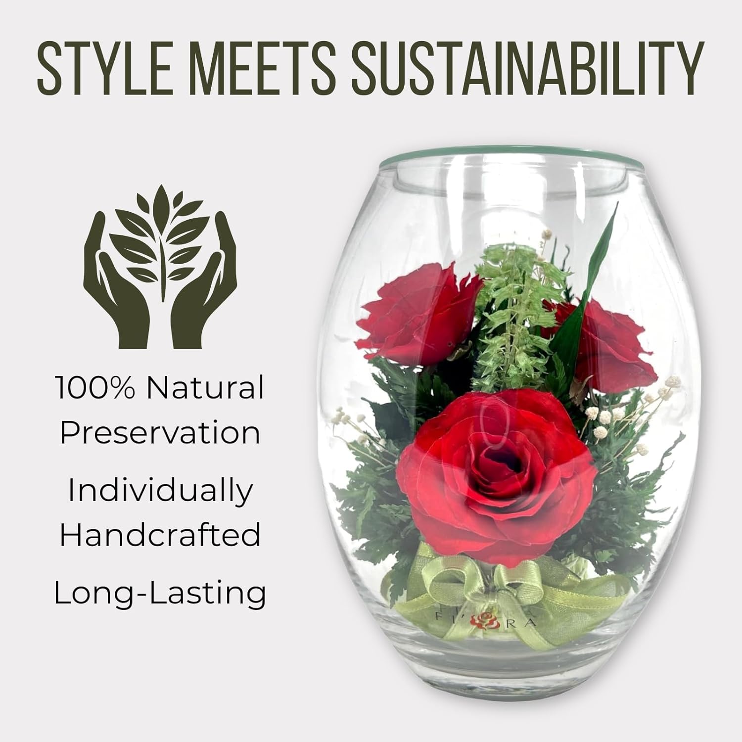 Fiora Flower | Long Lasting Real Roses in a Sealed Vase | Lasts up to 5 Years | Unique Present Gift