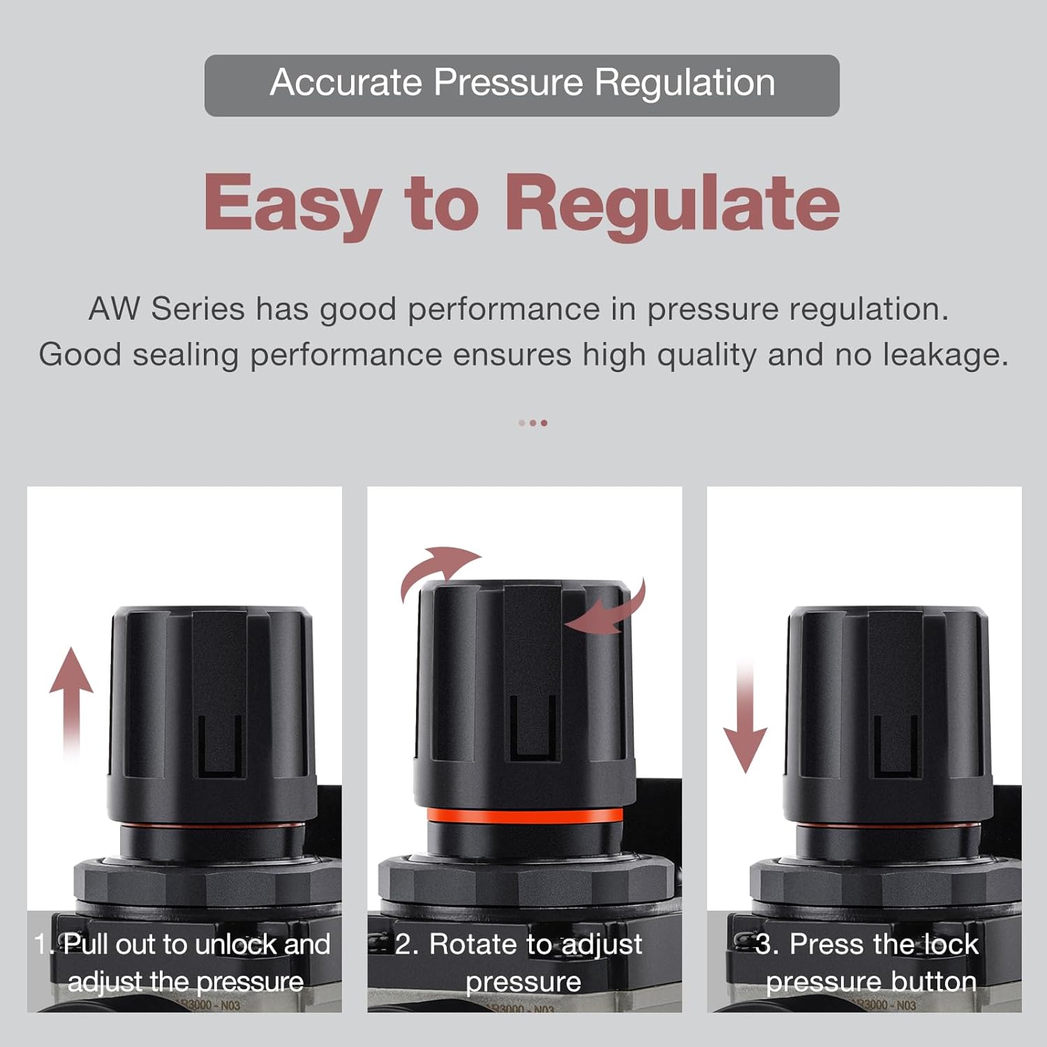 SNS Compressed Air Filter Regulator Piggyback Combo 3/8''NPT- Poly Bowl with Metal Guard, Semi-auto Drain, Bracket, Gauge AW3000-N03A