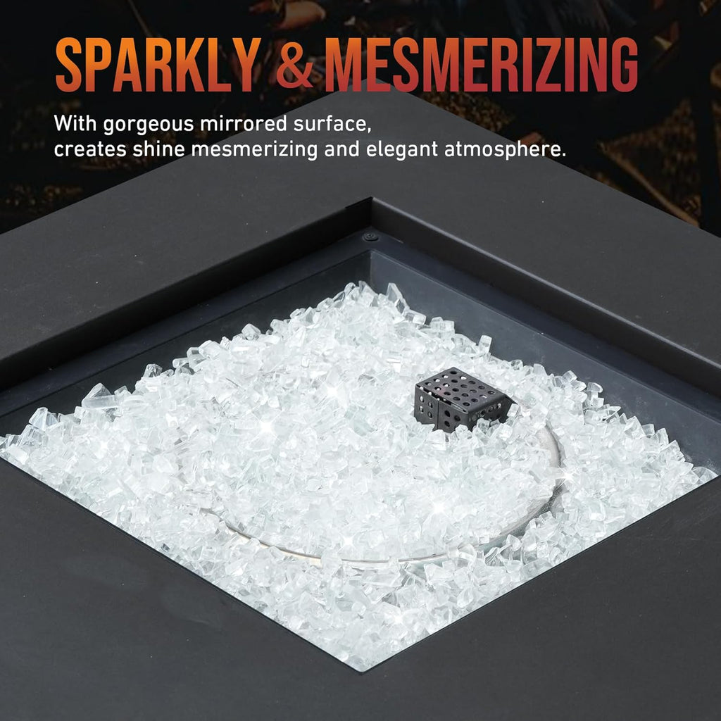 Skyflame High Luster 10-Pound Regular Fire Glass for Fire Pit Fireplace Garden Landscaping Platinum 1/4" Size