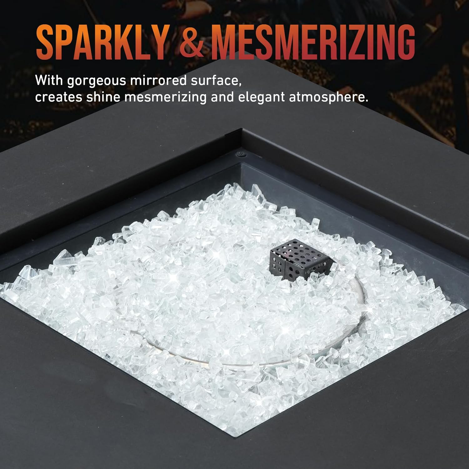 Skyflame High Luster 10-Pound Regular Fire Glass for Fire Pit Fireplace Garden Landscaping Platinum 1/4" Size