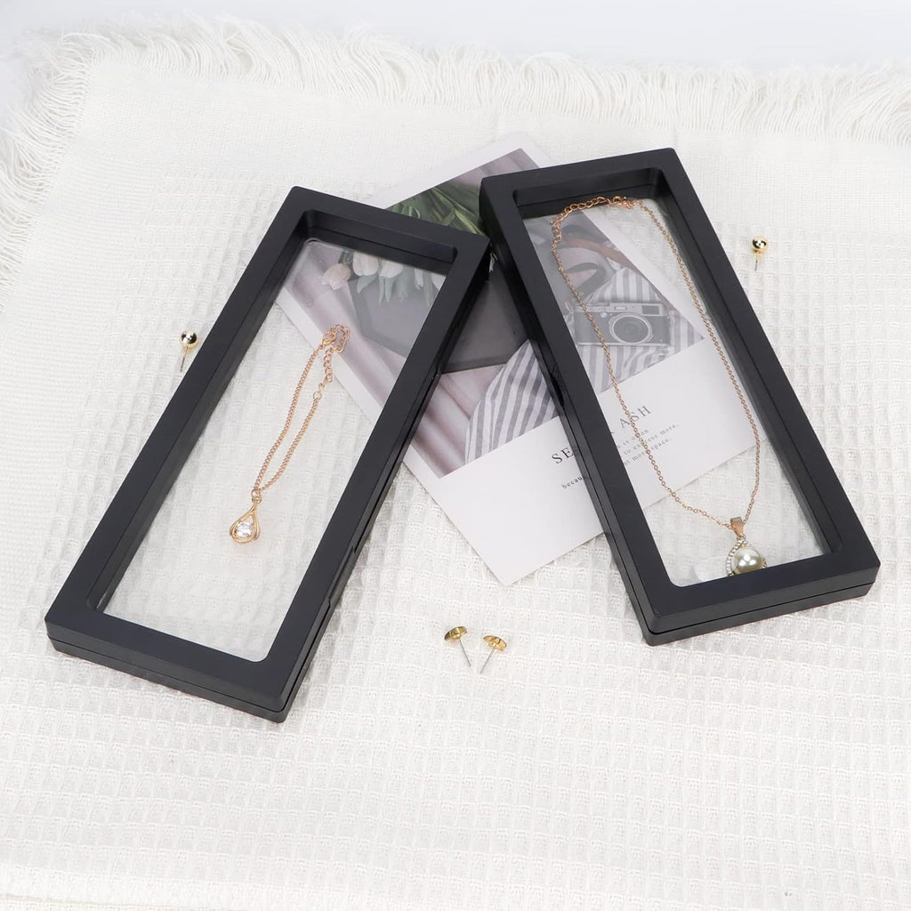 3D Floating Display Case, Black Coin Holder Display 4pcs, 3D Floating Display Case for Challenge Coins Jewelry Specimen, 9’’ × 3.5’’ × 0.75’’ 3D Floating Frame