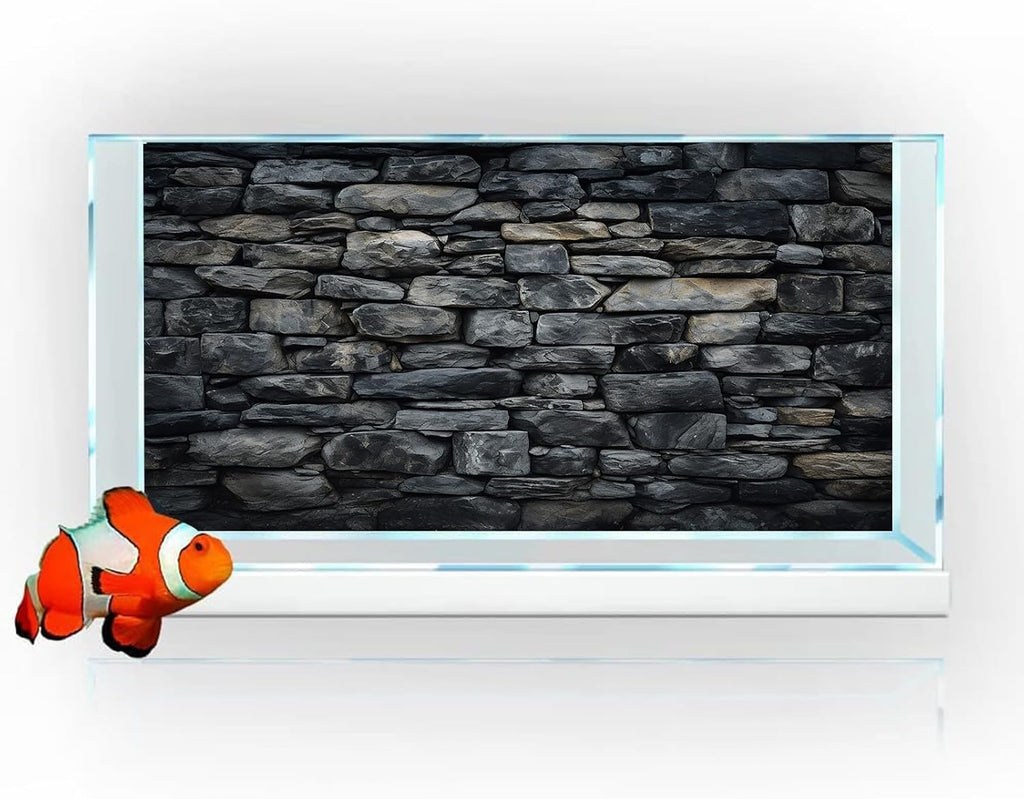 iTapnoom Stone Aquarium Background, Rock Wall Nature Landscape Fish Tank Backdrop Terrarium Decor, Polyester Fabric with 6 EVA Double-Sided Tapes 48x24 inches/120x60cm