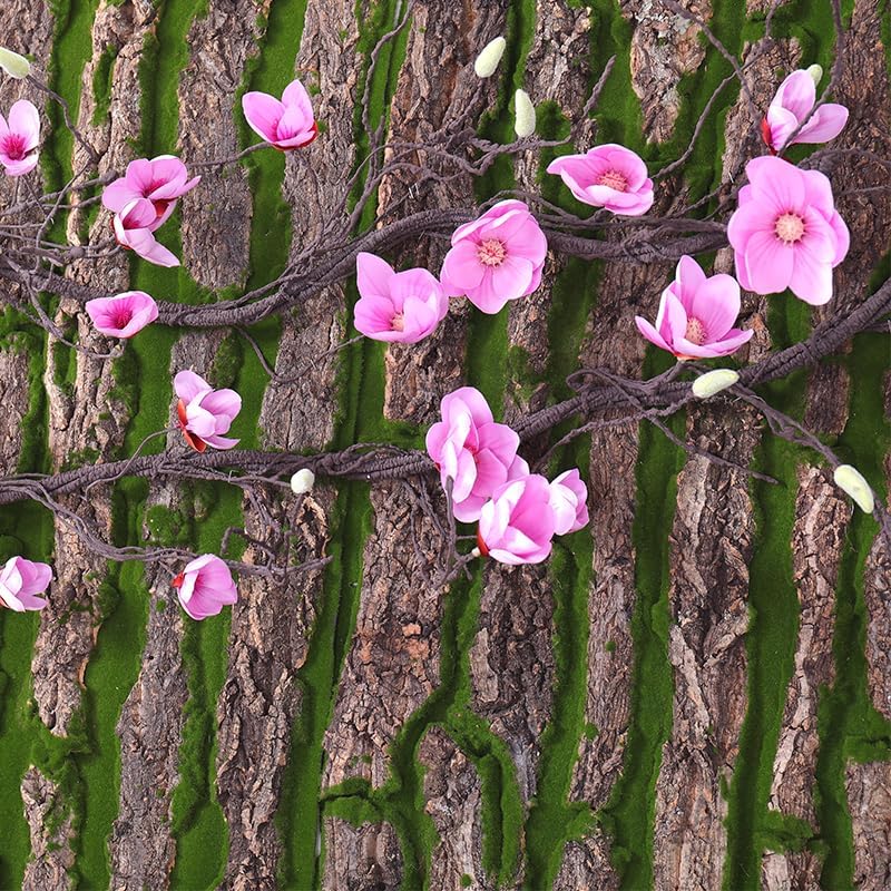 118 inch Artificial Magnolia Orchid Flowers Ivy Vines Garland Fake Tree Branches Trunk with Flores Wreath for Wedding Arch Wall Hanging Home Room Decoration (Rose red)