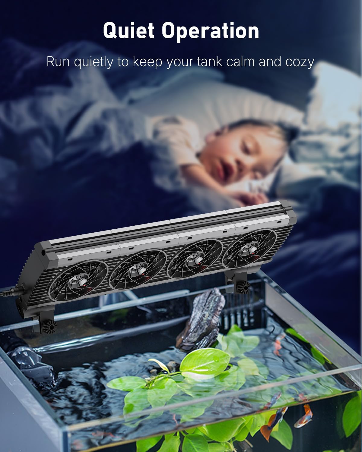 Pawfly Aquarium Chiller Fan, Fish Tank Cooling Fans with 5 Speed Modes & Timer, Terrarium Fan Water Chiller for Freshwater and Saltwater Tanks