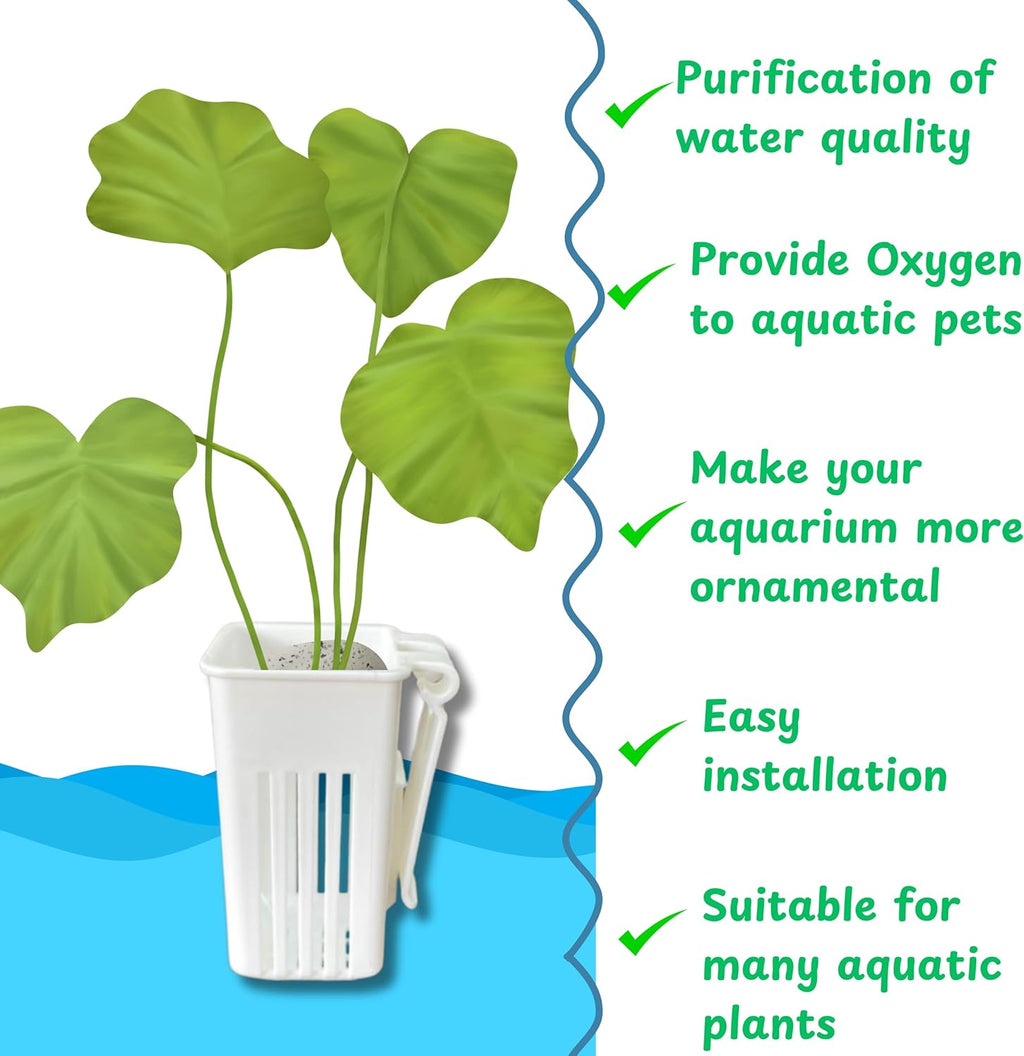 2pcs Aquarium Plant Holder, Fish Tank Plant Holders, Hanging Aquatic Planted Pot Planter Pot, Aquatic Tanks Grass Holders Hydroponic Plants Cups, Aquaponic Basket, Fish Tank Decorations (Basket White)