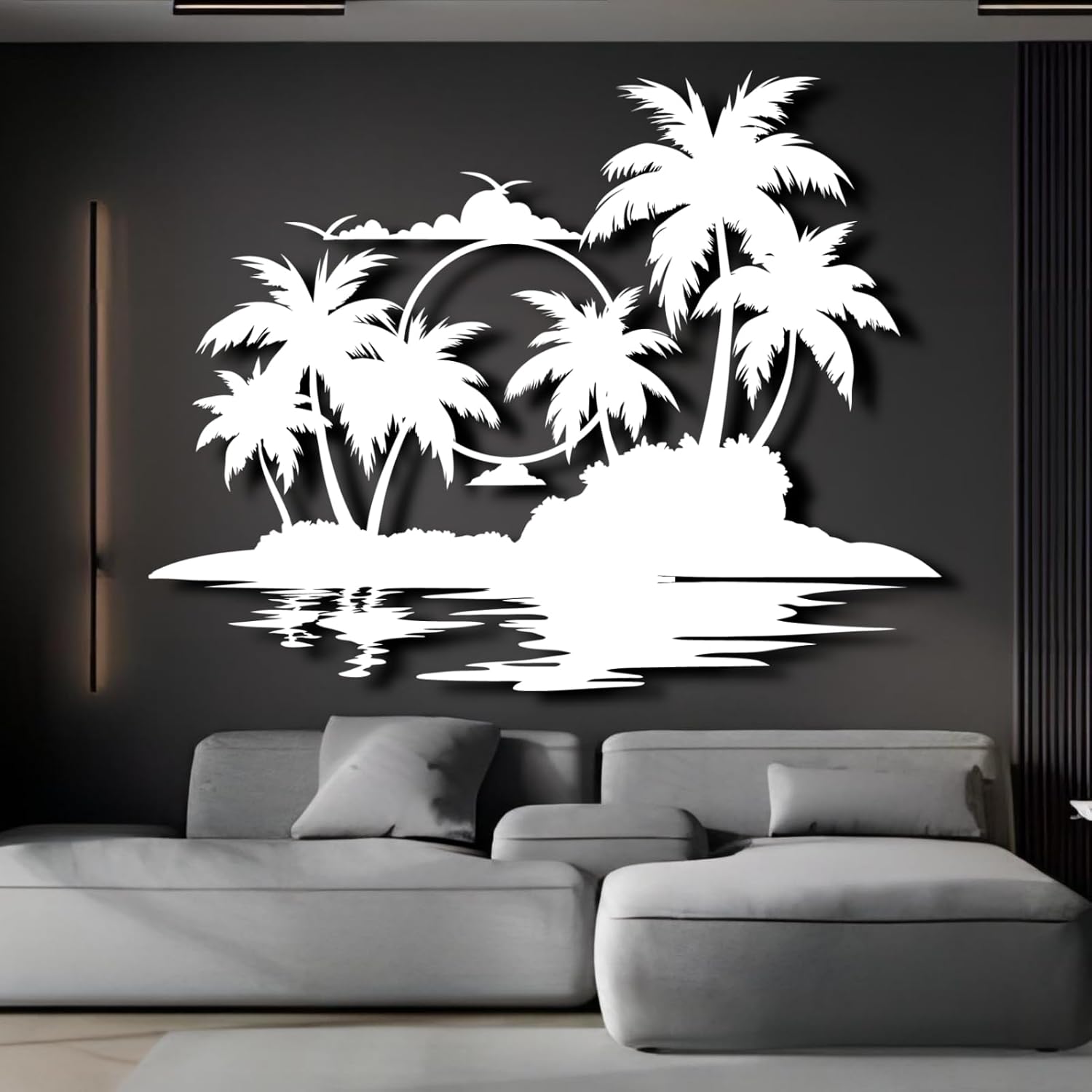 Lunwall Palm Tree Metal Wall Art, Tropical Beachy Style, 24 L" x 19 W" / 60 x 47 cm