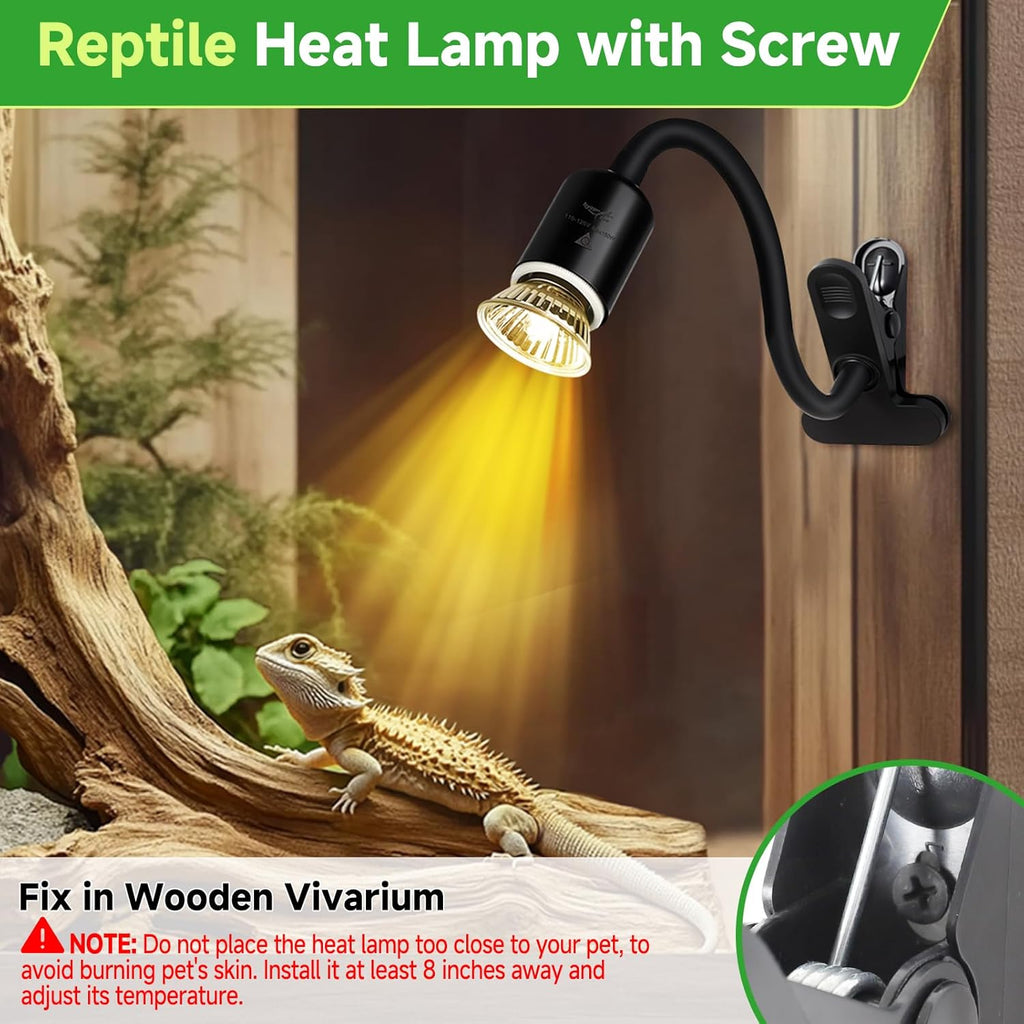 Reptile Heat Lamp Turtle Basking Light Bulbs with Cycle Timer, 360° Rotatable Dimmable Aquarium UVA UVB Reptile Light Bearded Dragon Tank Accessories 2 Pack Heat Bulbs for Turtle Lizard Snake Cage