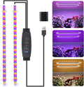 Two Strip Growing Lamp for Indoor Plants, Red & Blue & Yellow Full Spectrum LED Grow Light Strips with Auto ON/Off 3/9/12H Timer,10 Dimmable Levels for Green House Succulent (2 Head 13 in)
