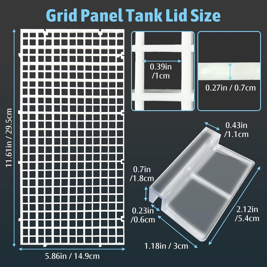 Hamiledyi Plastic Aquarium Divider with Clips Grid Panel Aquarium Lid Hood Fish Tank Divider Filter Bottom Isolation Pane Separator for Mixed Breeding(8 PCS,White)