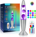 17 Colors Changing Liquid Motion Lamp with Remote: 16 Inch Purple LED Night Light for Kids Adults - Relaxing Table lamp for Bedroom Office - Glitter Mood Lighting for Home Decor Christmas Decorations