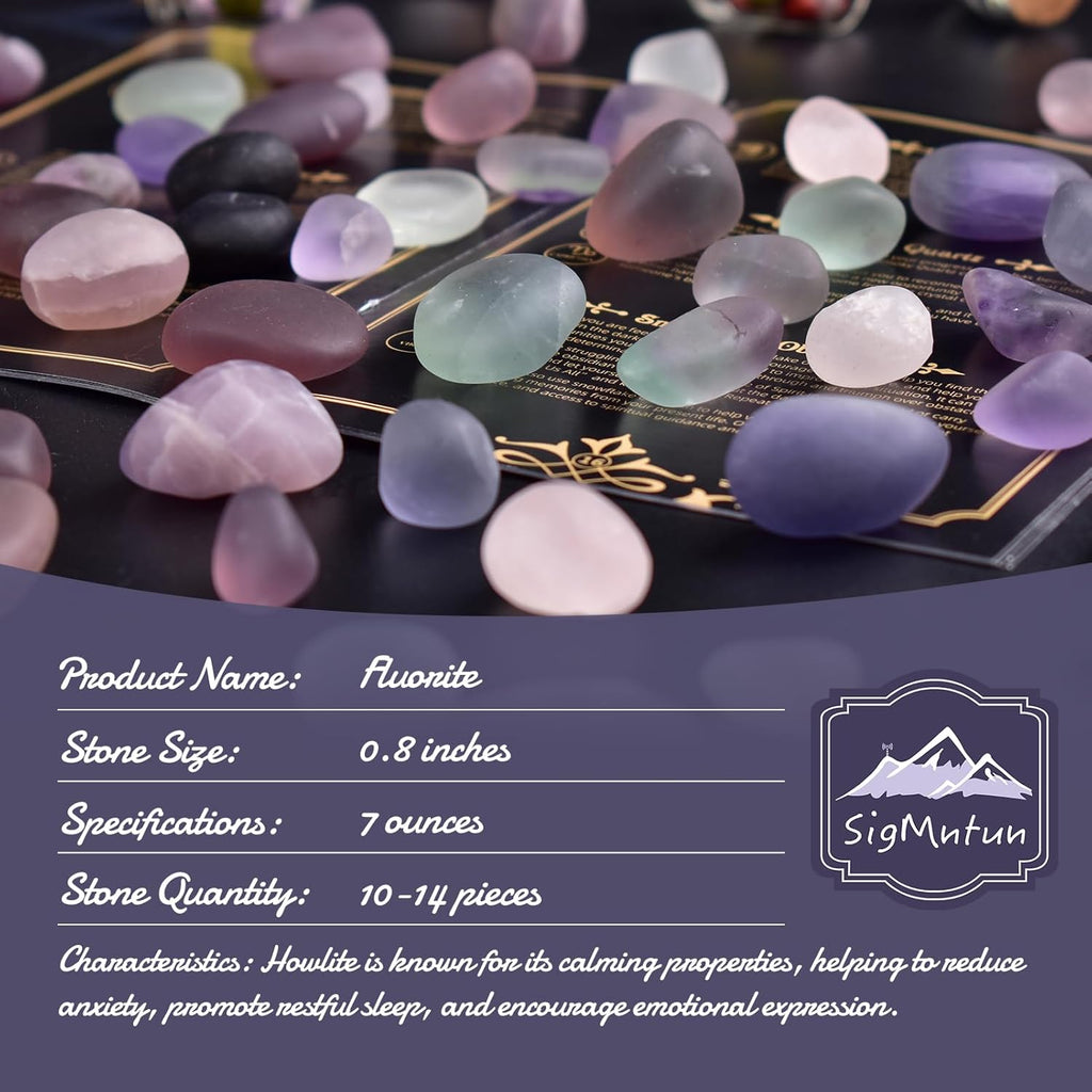 Polished Stone Set Fluorite Crystals, 0.8" Handpicked Tumbled Gemstones Rocks, Pebbles for Reiki, Chakra, Healing, Home Decor