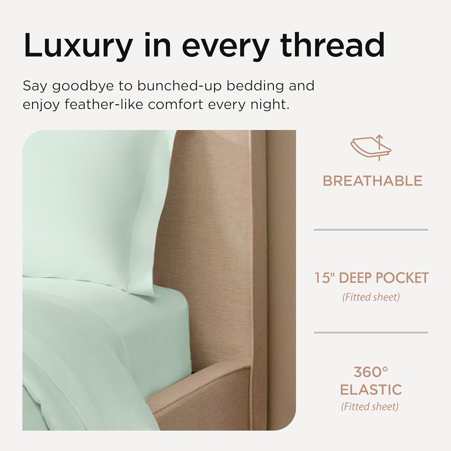 Threadmill Full Size Sheets | 600 Thread Count Bed Sheets Set with 16” Deep Pocket for Full Size Mattress | Sateen Weave 4-Piece Bedding Set with Cooling Effect | Seaglass