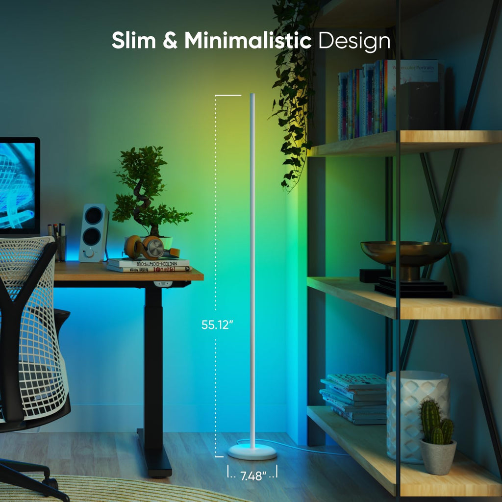 Nanoleaf Matter Smart Floor Lamp, LED Standing Lamps Work with Alexa, Music Sync Corner Lamp,16 Million Colors, 1700lm RGBTW Floor Lamp with Voice Control for Living Room, Ambient Lighting, White