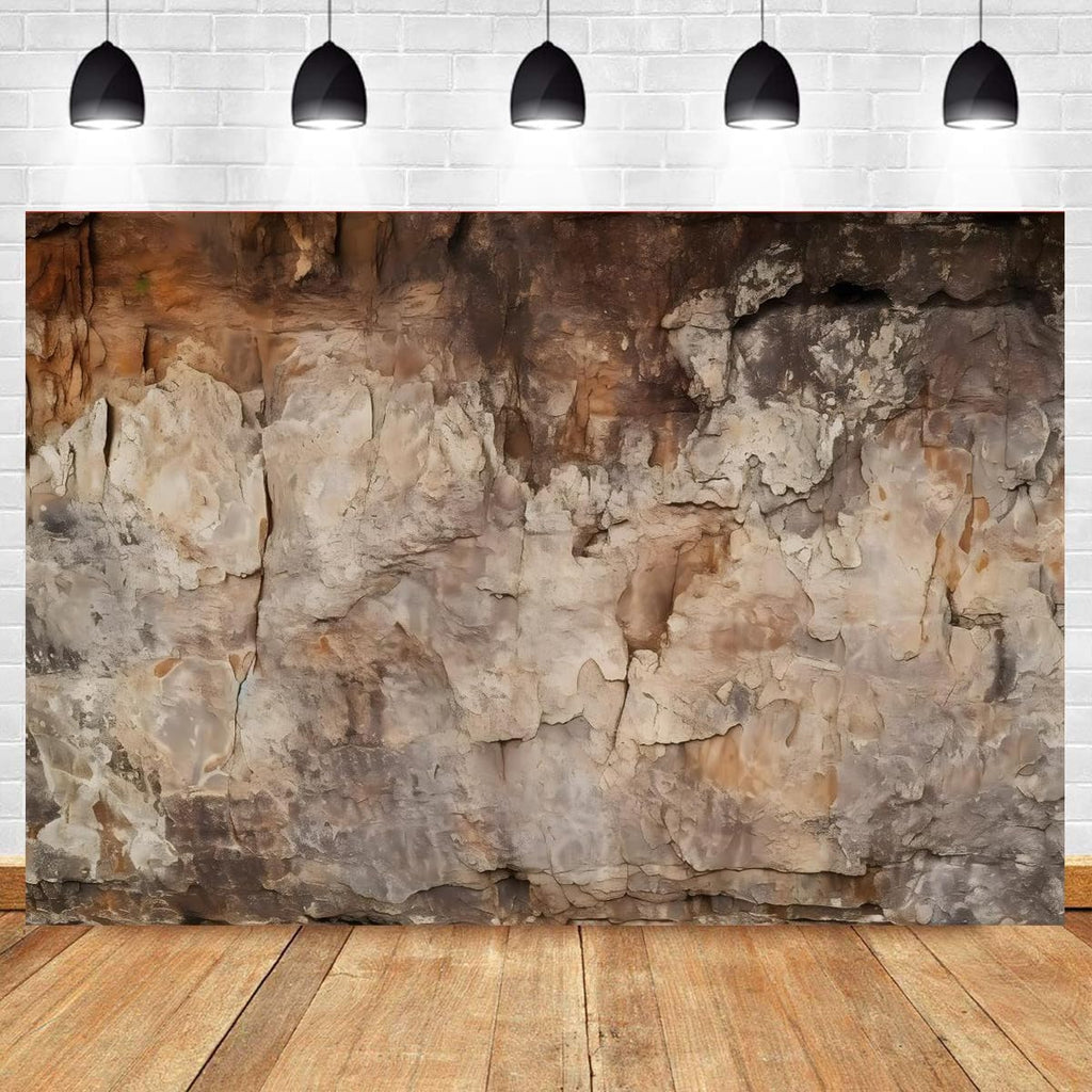 CapiSco Archeology Cave Wall Backdrop 7x5FT Vintage Brown Stone Texture Rock Stone Wall Archeological Background for Photography Western Theme Party Decorations Banner
