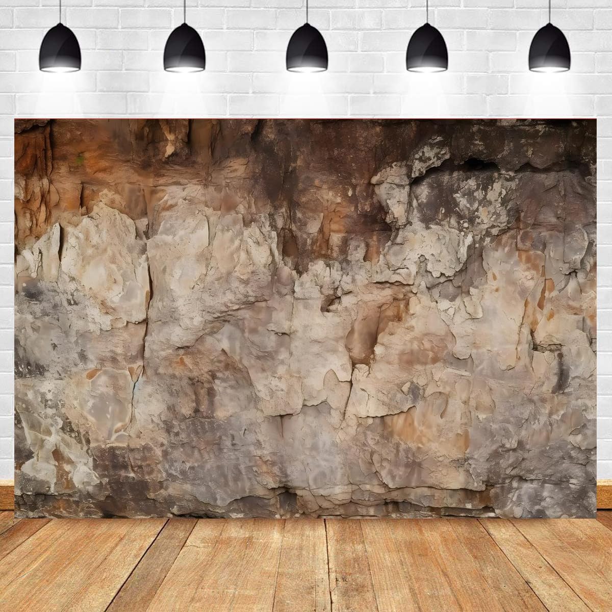 CapiSco Archeology Cave Wall Backdrop 7x5FT Vintage Brown Stone Texture Rock Stone Wall Archeological Background for Photography Western Theme Party Decorations Banner