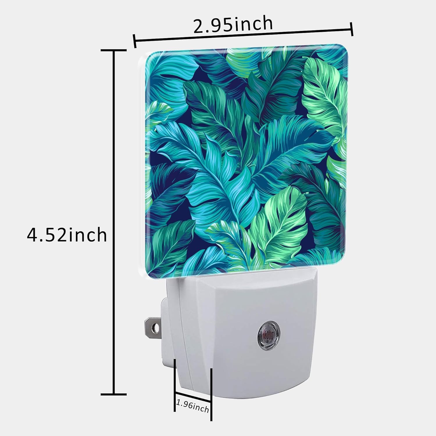 Night Light Plug into Wall Turquoise and Green Tropical Leaves Night Light with Dusk to Dawn Sensor Night Light for Kid Girls Boys Women Room Decor,Hallway,Kitchen,Bathroom,Nursery,Stairs