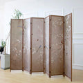 6 Panel Room Divider Screen,Double Faced Blackout Panel Divider Folding Panel Screen Divider for Room Separation,Plums and Birds,67" H x 94.5" W
