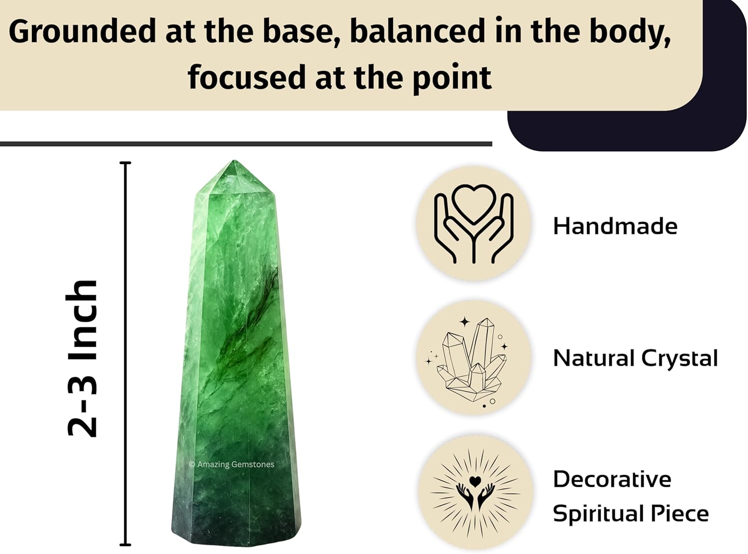 Amazing Gemstone Green Fluorite Crystal Towers - Natural Healing Crystal Point Obelisk for Reiki Healing and Crystal Grid (2 Inch to 3 Inch)