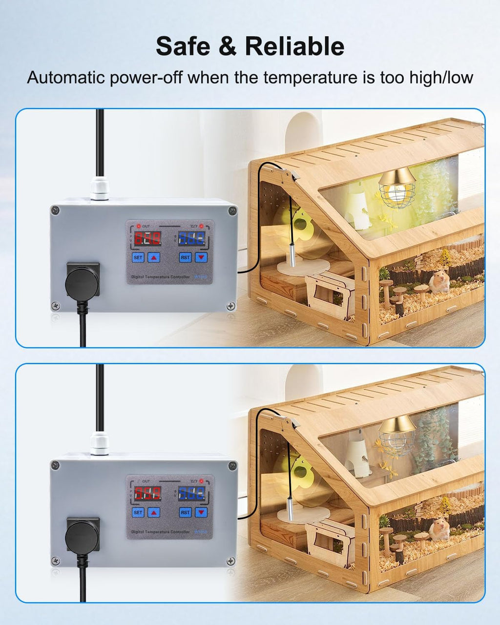 10A 110V Temperature Controller, Digital Thermostat Switch for Seedling Germination, Home Brewing, Fermentation, Vacuum Low-Temperature Cooking, Hatching, Pet Breeding, Heaters Or Cooling Equipment