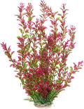 18" Plastic Water Plant for Aquarium Fish Tank Ornament, Rhodo Red