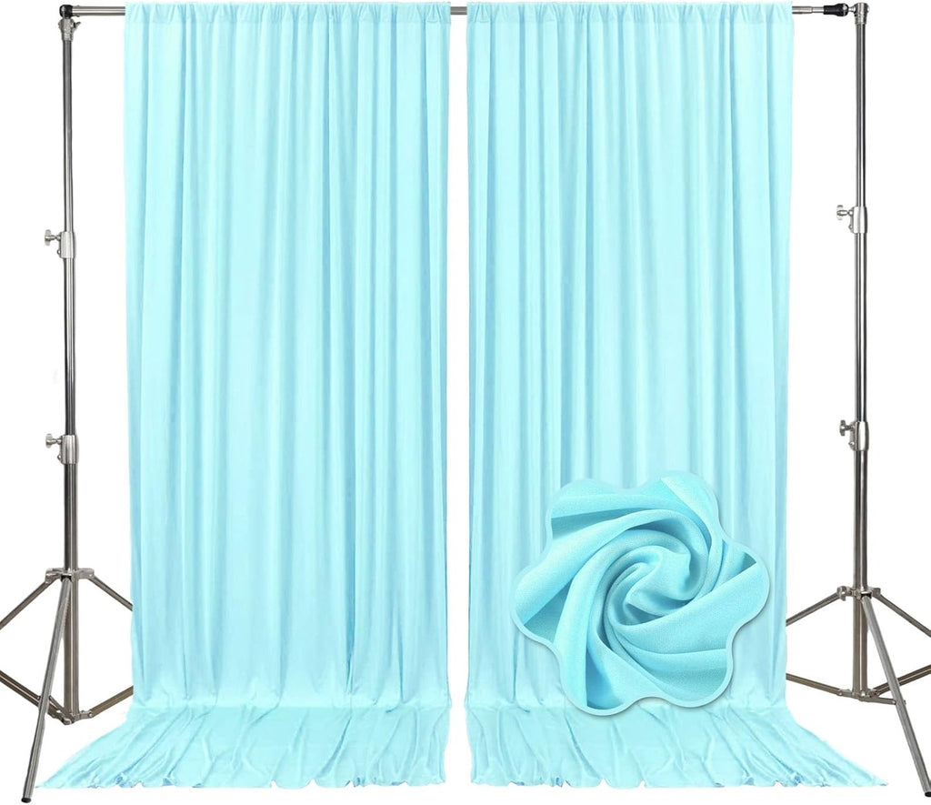 10ft x 10ft Lake Blue Backdrop Curtains for Parties, Fabric Satin Background Curtain with Rod Pockets for Weddings, Birthday, Baby Shower, Photography, Graduation Party Backdrop Drapes, 2 Panels
