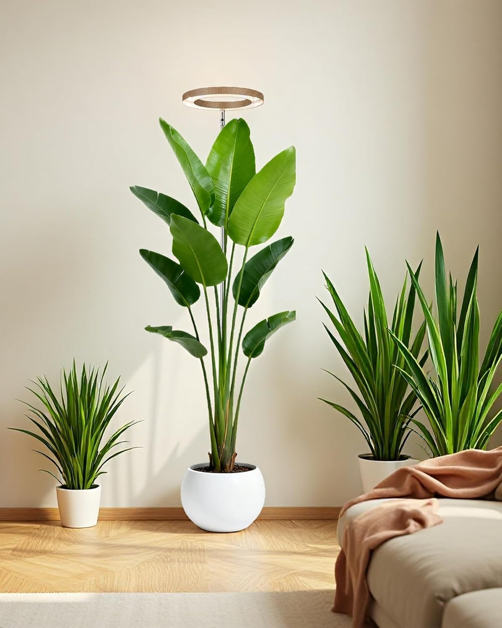 yadoker Plant Grow Light,LED Growing Light Full Spectrum for Indoor Plants,Aluminum Coffee Wood Grain Plant Lights,Height Adjustable, Automatic Timer, 5V Low Safe Voltage