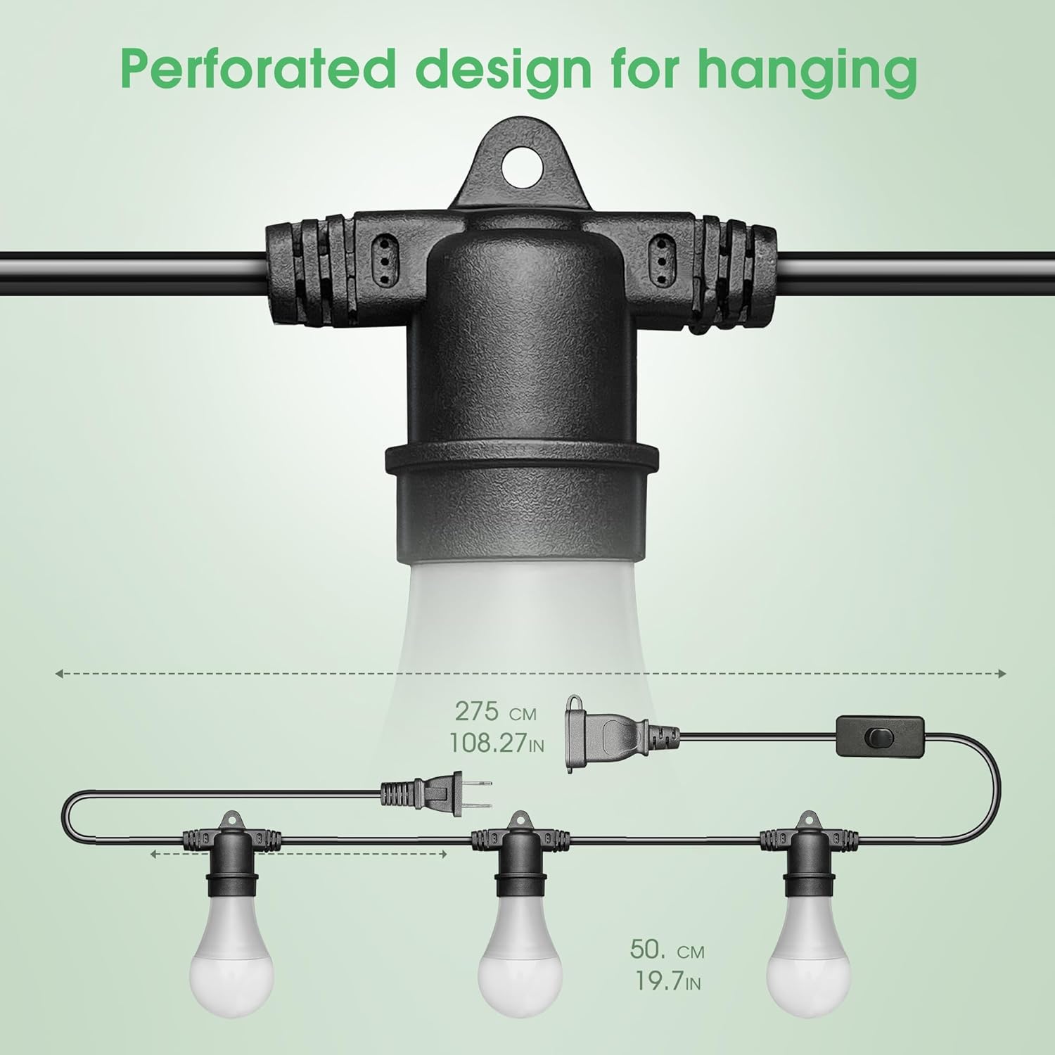 Hanging Grow Light 5000K, Briignite 3 Grow Light Bulbs with 8.86ft Power Cord, Replaceable Bulbs E26 Base, Linkable Hanging Plant Light, LED Full Spectrum Grow Lights for Indoor Plants 300W Equivalent