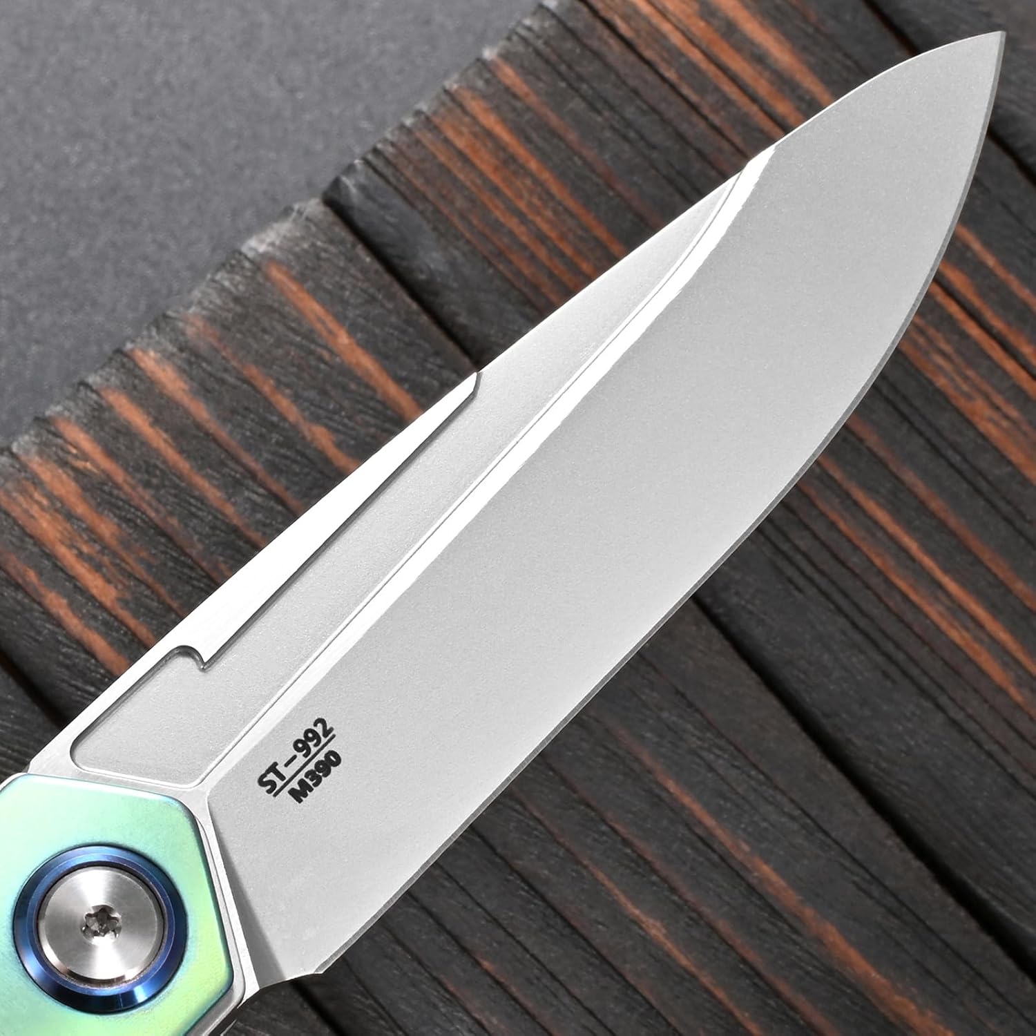 Sitivien ST992 Folding Pocket Knife,Handmade M390 Pearlescent Brushed Steel Blade,Titanium Carbon Fiber Handle EDC Tool Knife for Outdoor Camping,Hiking,Survival,Hunting(Green) … … …