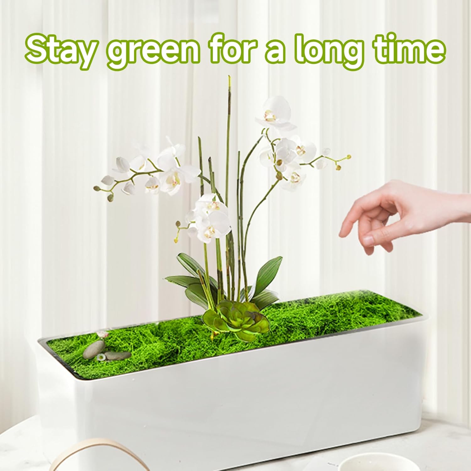 Fake Green Moss for Potted Plants Indoor, 5.3oz Artificial Moss for Crafts, Faux Decor for Fairy Garden, DIY Decorative, Model Making, Walls, Glass Containers, Home