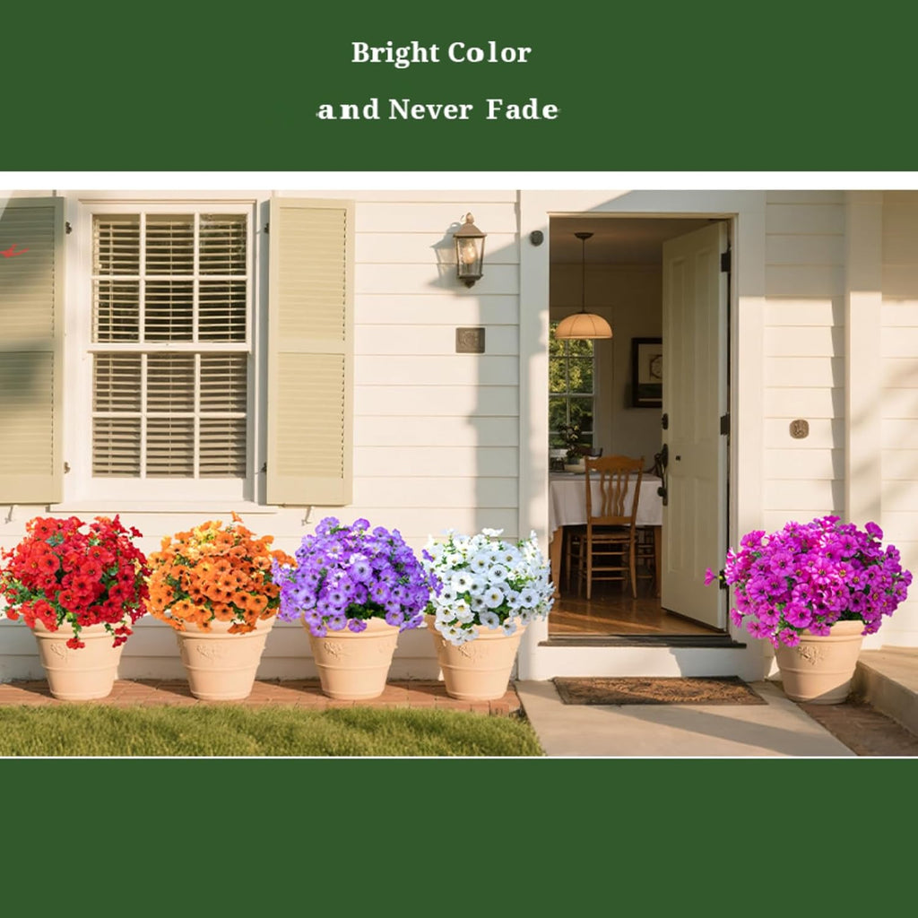 Artificial Flowers for Outdoors,UV Resistant Artificial Outdoor Flowers,Not-Fading Faux Flowers for Outdoor Planters Front Door Porch Yard Patio Garden Home Decor,12 Bundles(Purple)