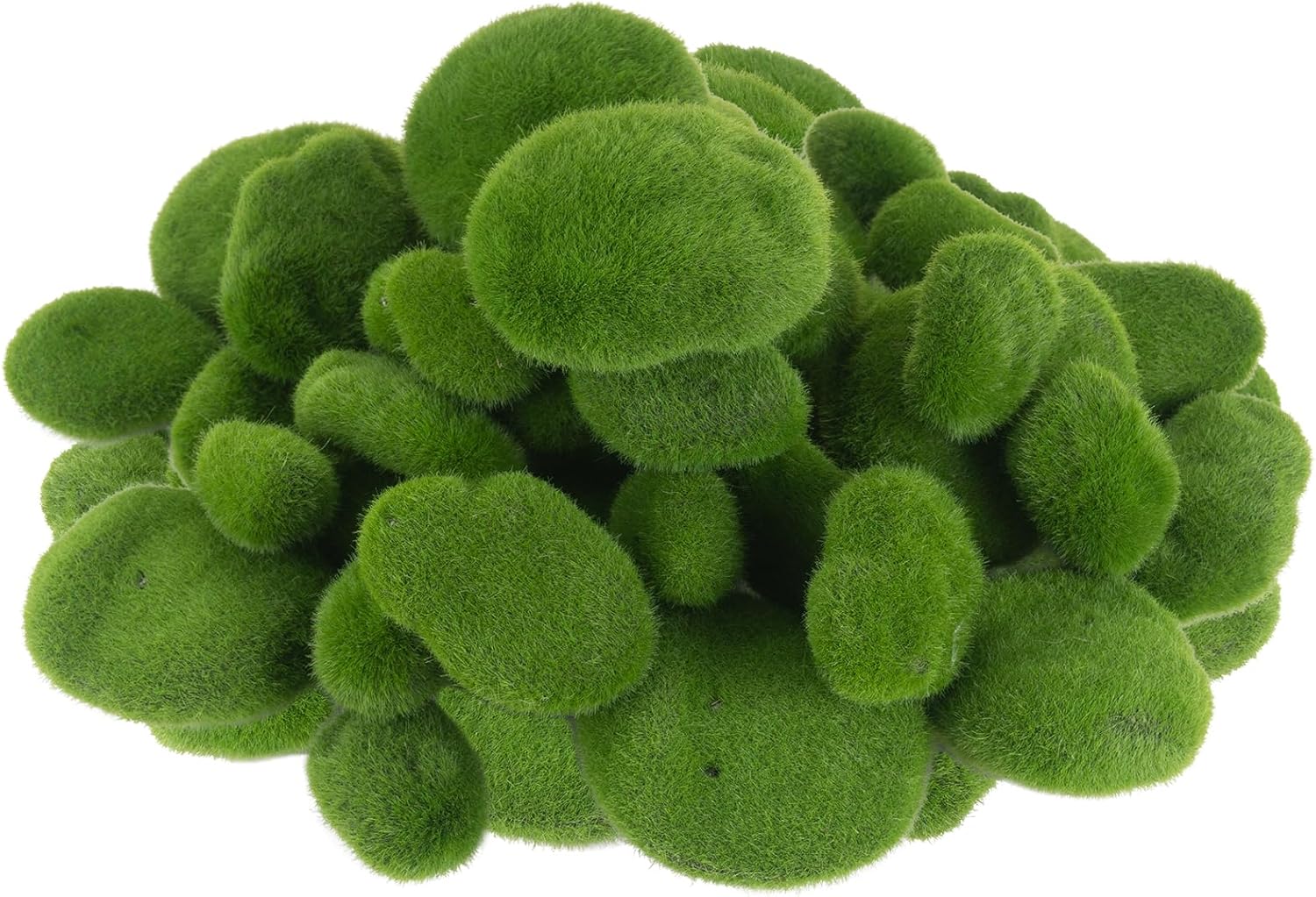 60 PCS 5 Size Artificial Moss Rocks Decorative, Green Moss Covered Stones, Fake Moss Ball Decor for Floral Arrangements, Fairy Gardens and Crafting