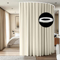 Room Divider Ceiling Mounted Curtains Track Sets Extra Wide Blackout Curtain Flexible Tracks for Bedroom Privacy Partition Separator, 1 Panel Beige Drape and White Rail, W12.5 x H10ft