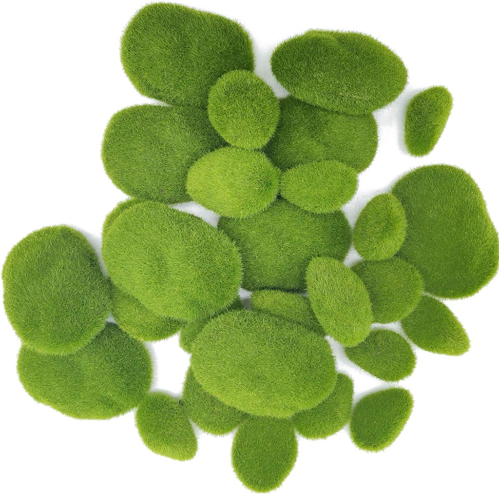 TIHOOD 30 PCS 3 Size Artificial Moss Rocks Decorative, Green Moss Balls,Moss Stones, Green Moss Covered Stones, Fake Moss Decor for Floral Arrangements, Fairy Gardens and Crafting