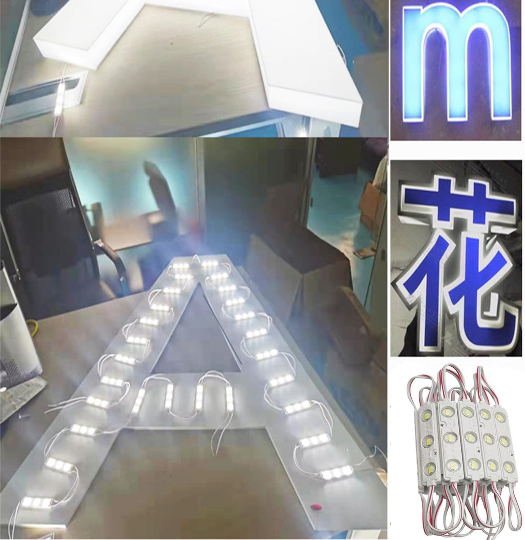 LED Module, 100pcs 5630SMD 150LM Per LED Window Light IP65 Waterproof for Advertising Signs with Tape Adhesive Backside (Blue Light,Power Supply NOT Included)