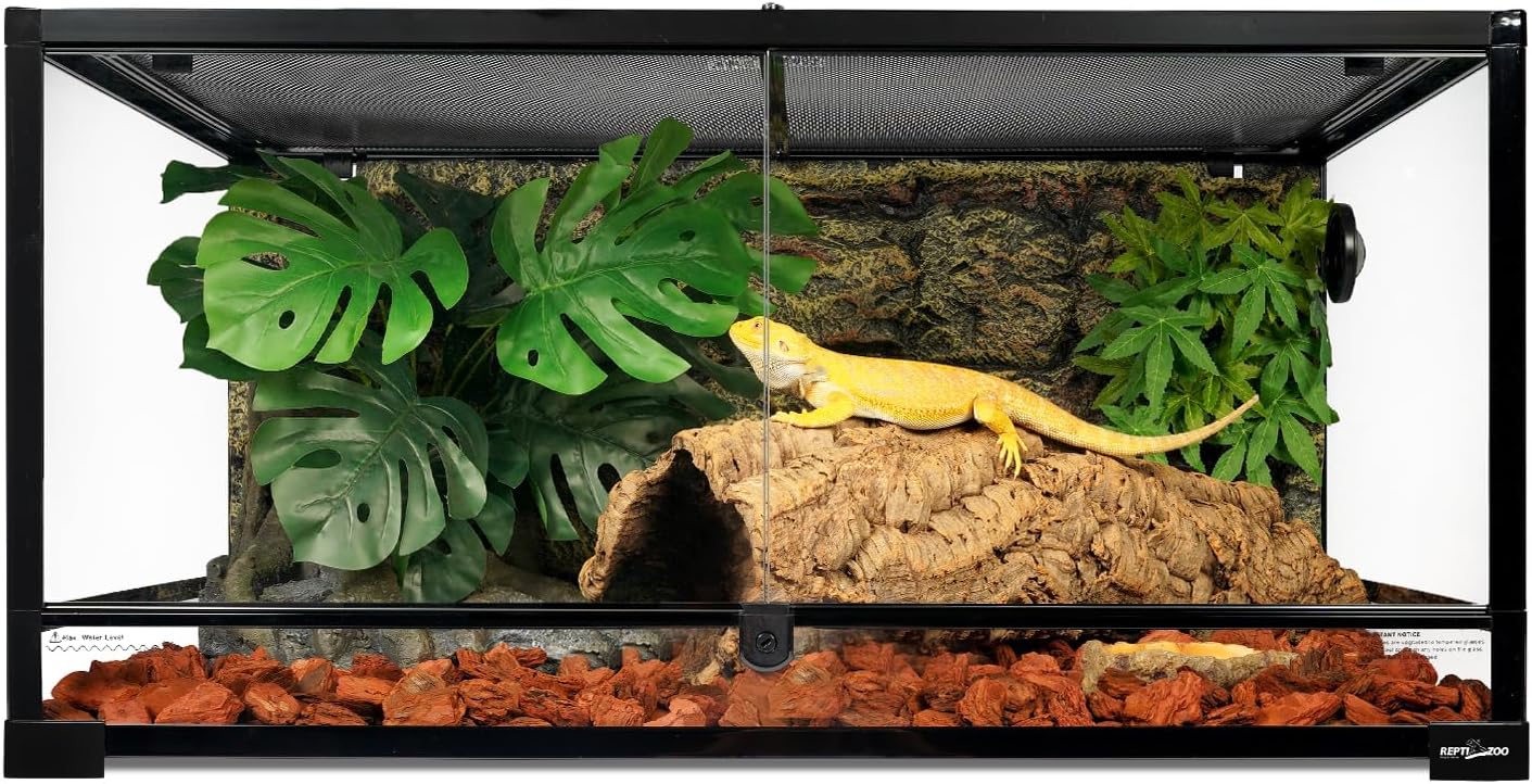 REPTI ZOO 36" x 24" x 18" Glass Reptile Terrarium, Front Opening Reptile Habit Tank with Double Hing Doors, Knock-Down Terrarium with Top Screen Ventilation 68 Gallon