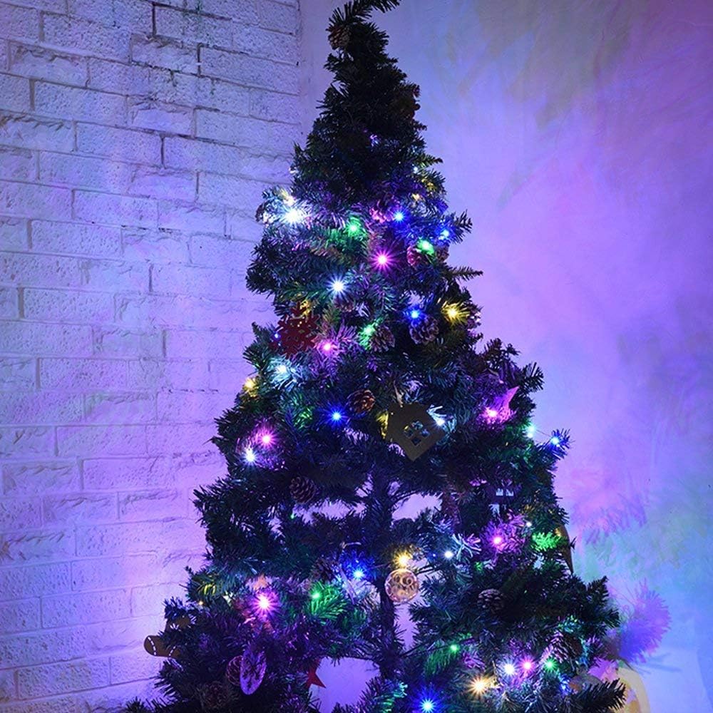 50-Count 8 Modes Christmas Lights with Timer, 18ft Battery Operated String Light Mini Lights Set for Indoor Outdoor Wreath Decor Christmas Tree Thanksgiving Day, Multicolor