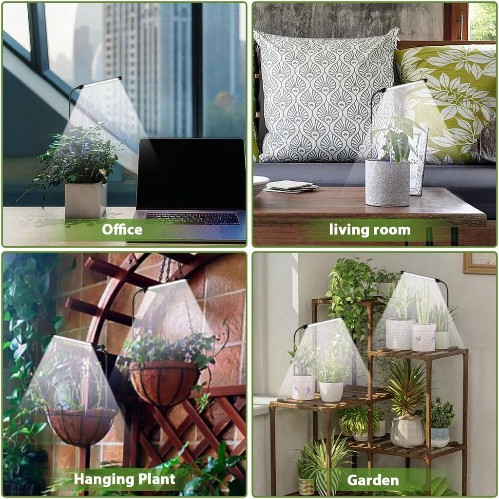 Grow Light 2 Pack, 6000K Full Spectrum Gooseneck Growing Lamp for Indoor Pot Plants Bonsai/Plant/Houseplants, Dimmable & Auto Timer 4 8 12H