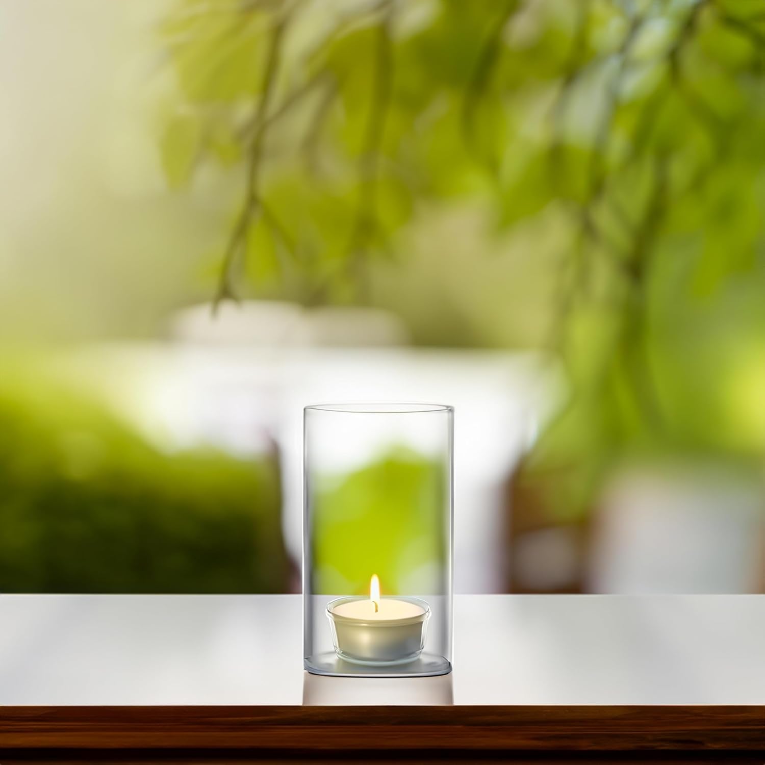 WGVI Hurricane Candle Holder Sleeve, Wide 5", Height 8", Clear Glass Cylinder Candleholder, Chimney Tube, Open Ended Candle Shade, 1 Piece