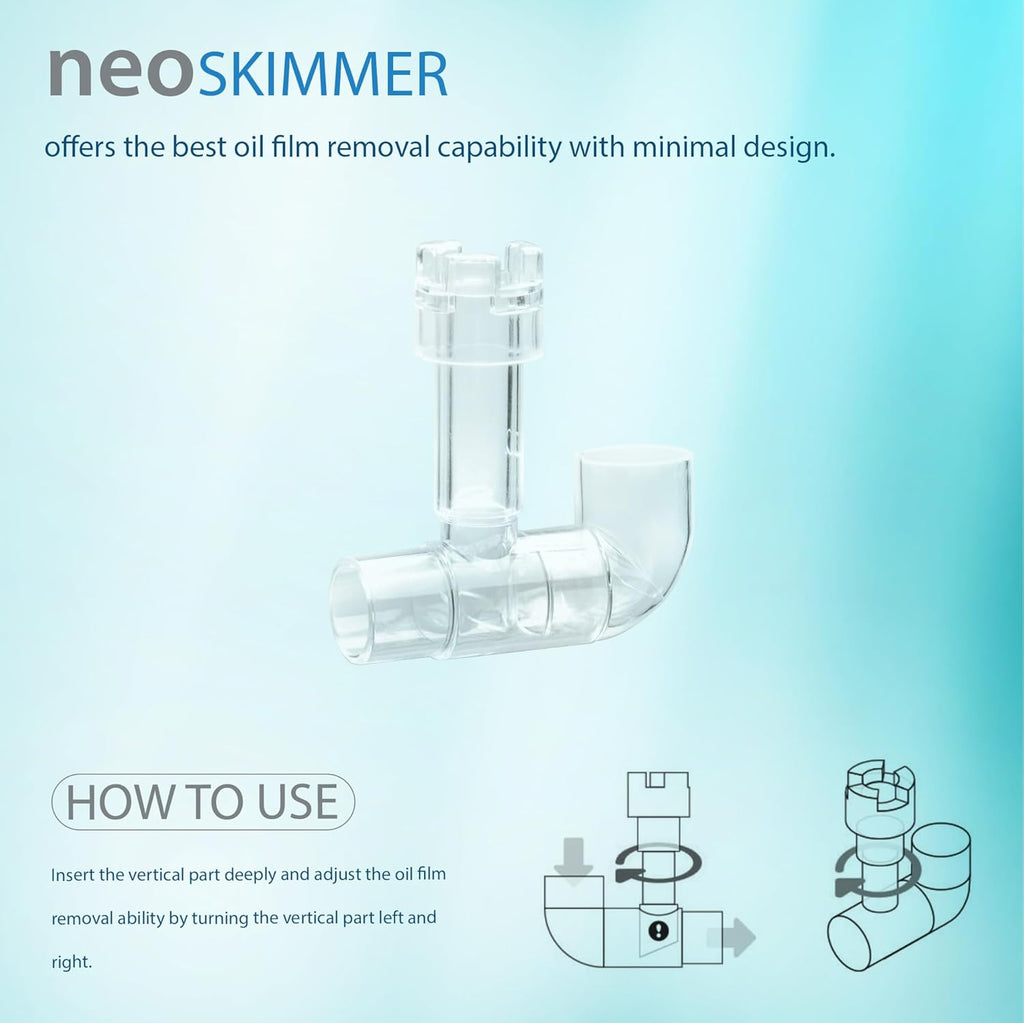 Neo Skimmer - Freshwater Planted Aquarium Surface Skimmer for/fits Neo Flow Lily Pipes, Rimless Tank Skimmer for Aquarium, Planted Tank Skimmer - Medium, 13mm ID for/fits 1/2"(12/16mm) Tubing