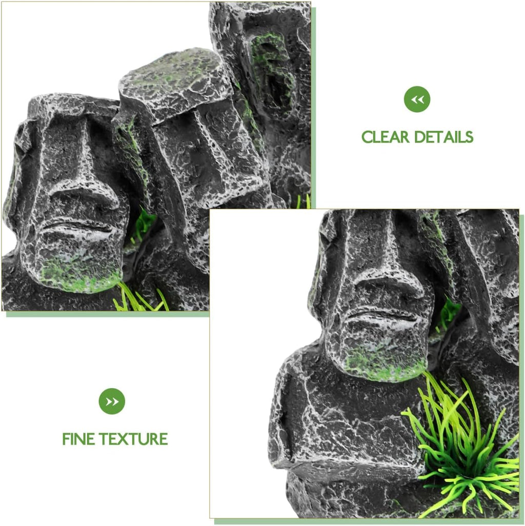 POPETPOP Moai Statues Aquarium Decorations, Betta Fish Moai Decor, Resin Easter Moai Island Figure for Fish Tank Ornament Freshwater Saltwater Tank Decor