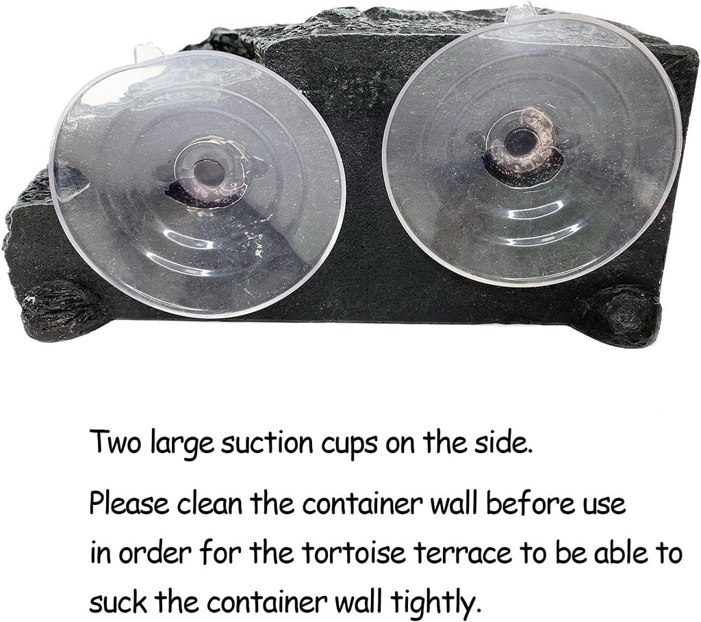 kathson Turtle Basking Platform with Suction Cups Tortoise Climbing Step Ledge Aquarium Ornament Rock Turtle Floating Dock Resting Basking Terrace for Amphibians Reptile (Gray)