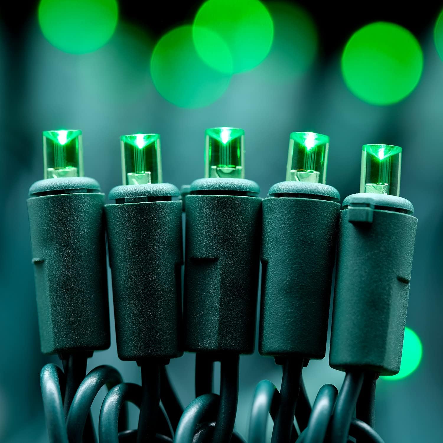 YULETIME 200 Green Wide Angle LED Christmas Lights, 66 Feet Green Wire UL Certified 5mm Holiday String Light Set (Green)