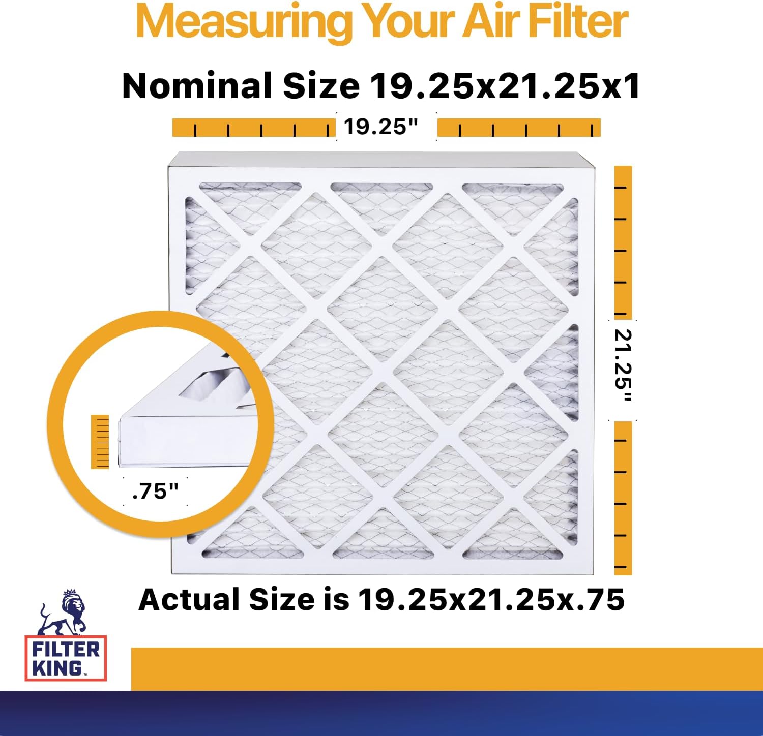 Filter King 19.25x21.25x1 Air Filter | 4-PACK | MERV 13 HVAC Pleated A/C Furnace Filters | MADE IN USA | Actual Size: 19.25 x 21.25 x .75"