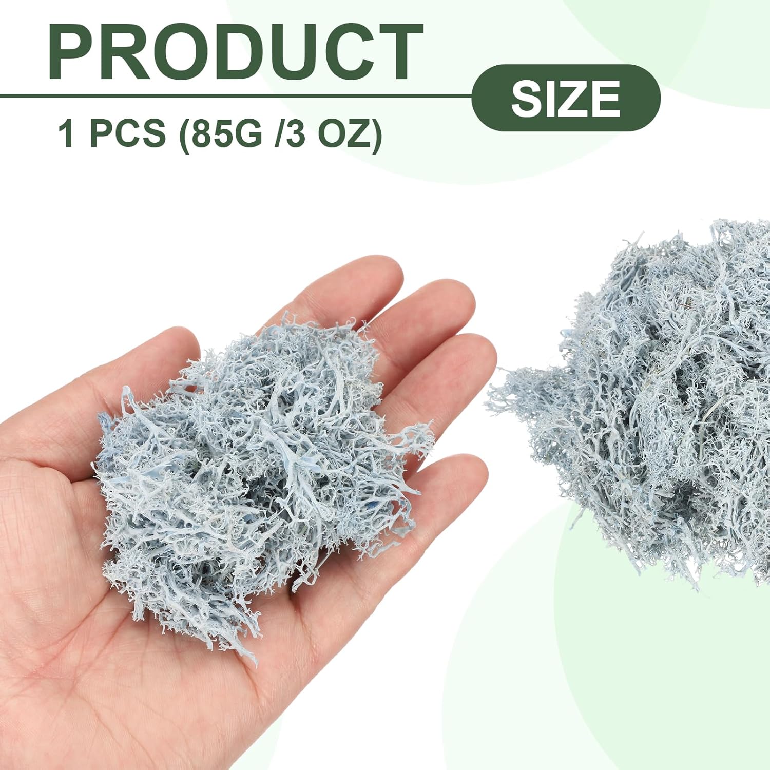 MECCANIXITY 3oz Preserved Reindeer Moss, Light Blue Decorative Artificial Fake Moss for Potted Plants Indoor Crafts Lichen Centerpieces Decor