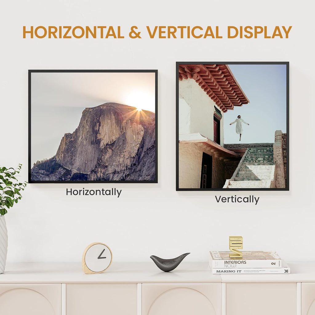 14x16 Aluminum Metal Picture Frame,Tempered Glass Black Photo Frame 14x16 for Family Photo,Posters,Art,Document to Wall Mount Horizontally or Vertically
