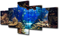 Ocean Fish Picture for Living Room Underwater World Painting Coral Reef Artwork Undersea Sea Life Wall Art 5 Piece Print on Canvas Giclee Aquarium Home Modern Decor Framed Ready to Hang(50''W x 24''H)